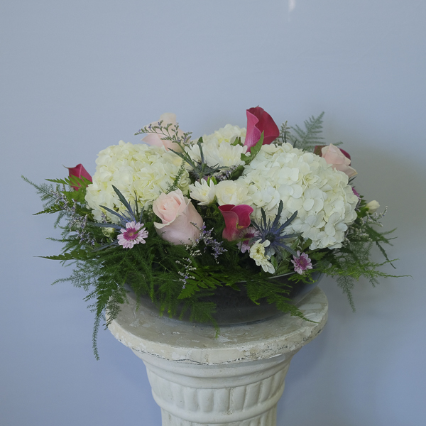 White Flowers with Pink Roses