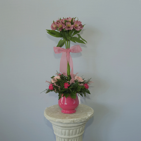 Pink Vase with Pink Flowers