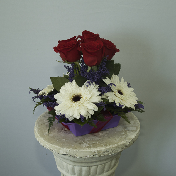 Red Roses and white flowers