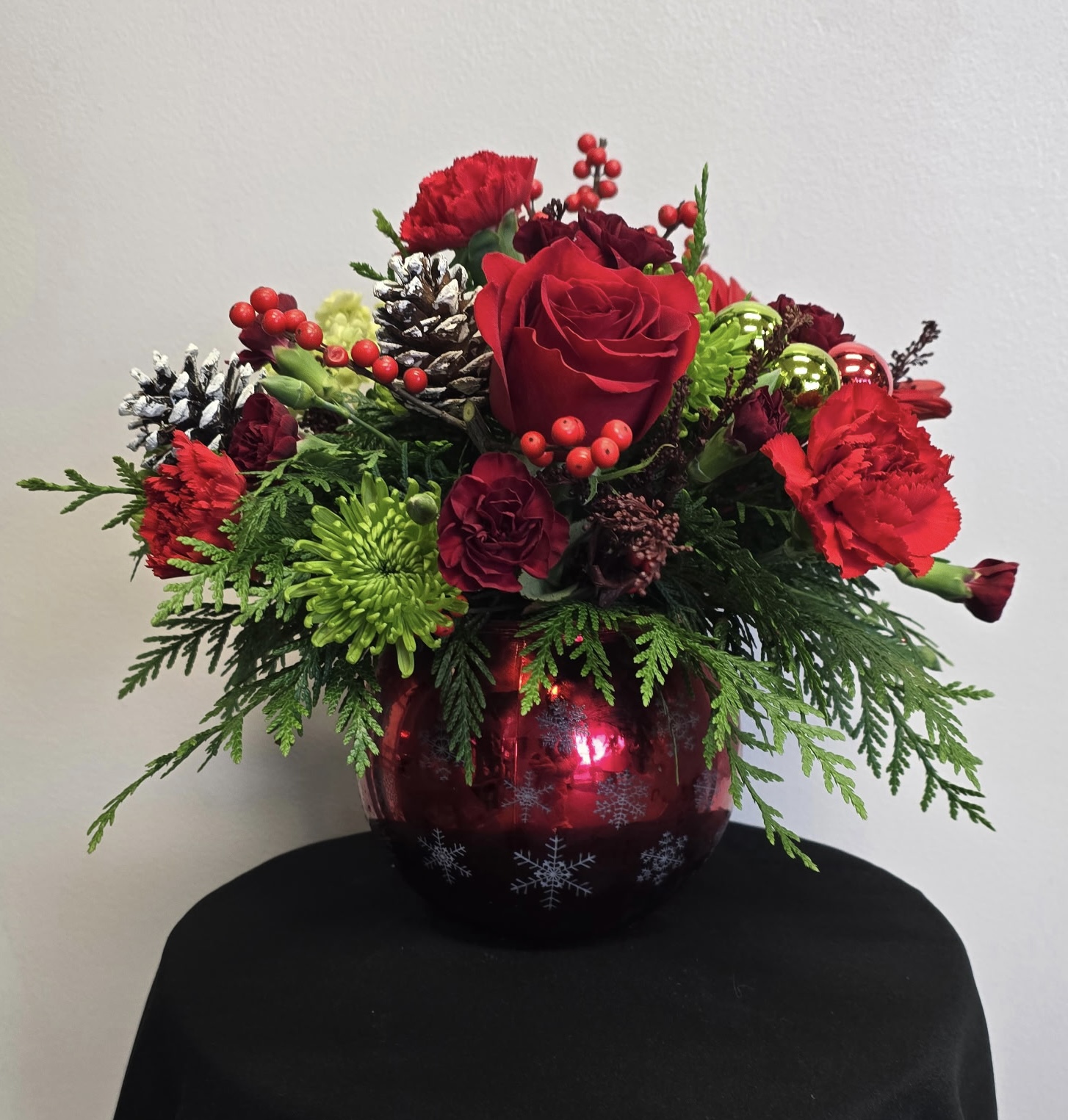 Flowers on 50th Christmas Red Rose Arrangement